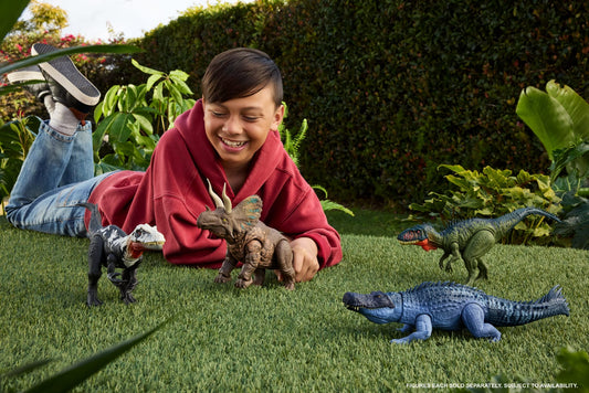 Jurassic World Rebirth Gigantic Thrashers Tyrannotitian Dinosaur Figure Toy, Tail Activated Attack