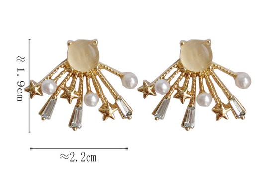 Luninana Earrings - Shooting Stars with Pearl Earrings YBY032