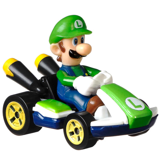 Hot Wheels Mario Kart Veículo de Brinquedo Kart Padrão Luigi