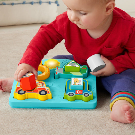 Fisher-Price Casse-Tête Véhicules, Formes et Sons, Musique et Lumières