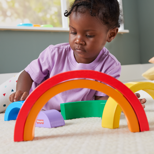 Fisher-Price Arc-en-Ciel à Empiler en Bois, 6Éléments en Bois
