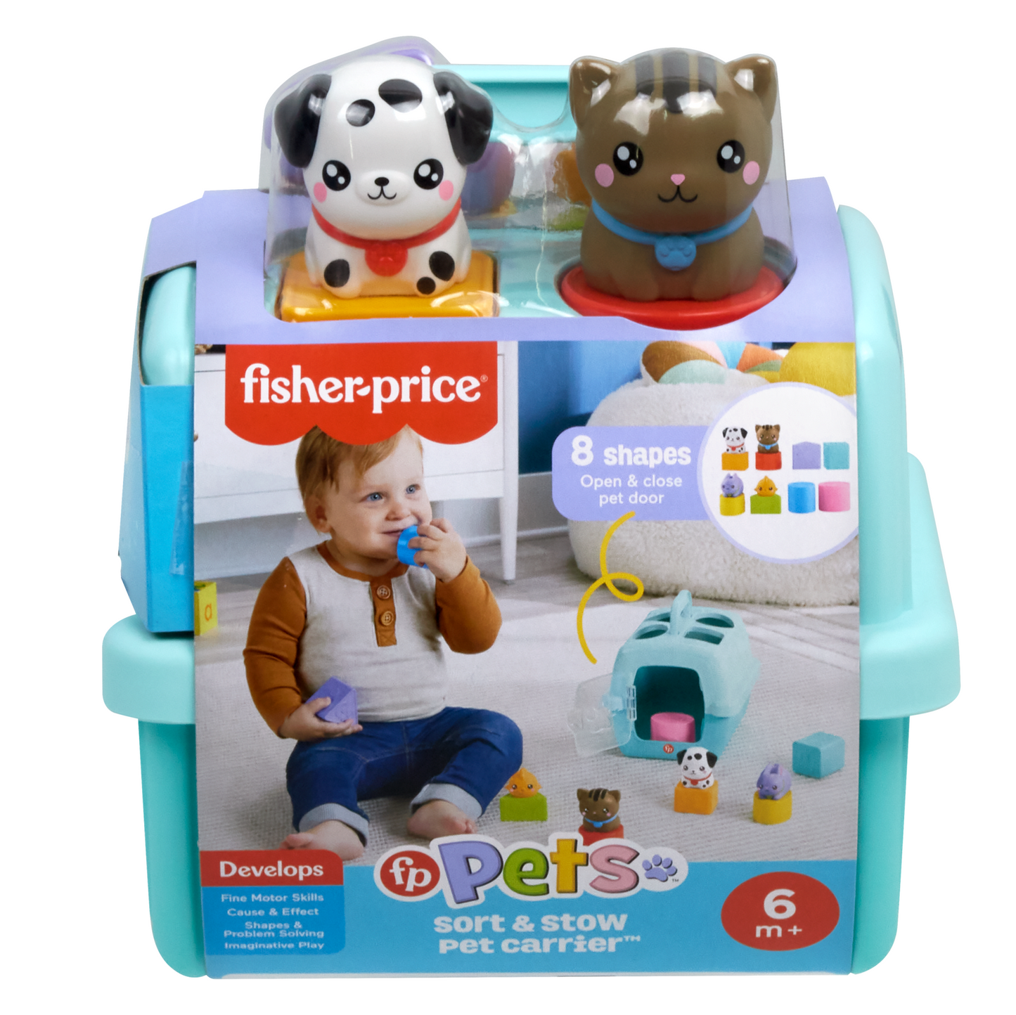 Fisher-Price Fp Pets Sort & Stow Pet Carrier Baby & Toddler Shape Sorting Toy, 8 Blocks