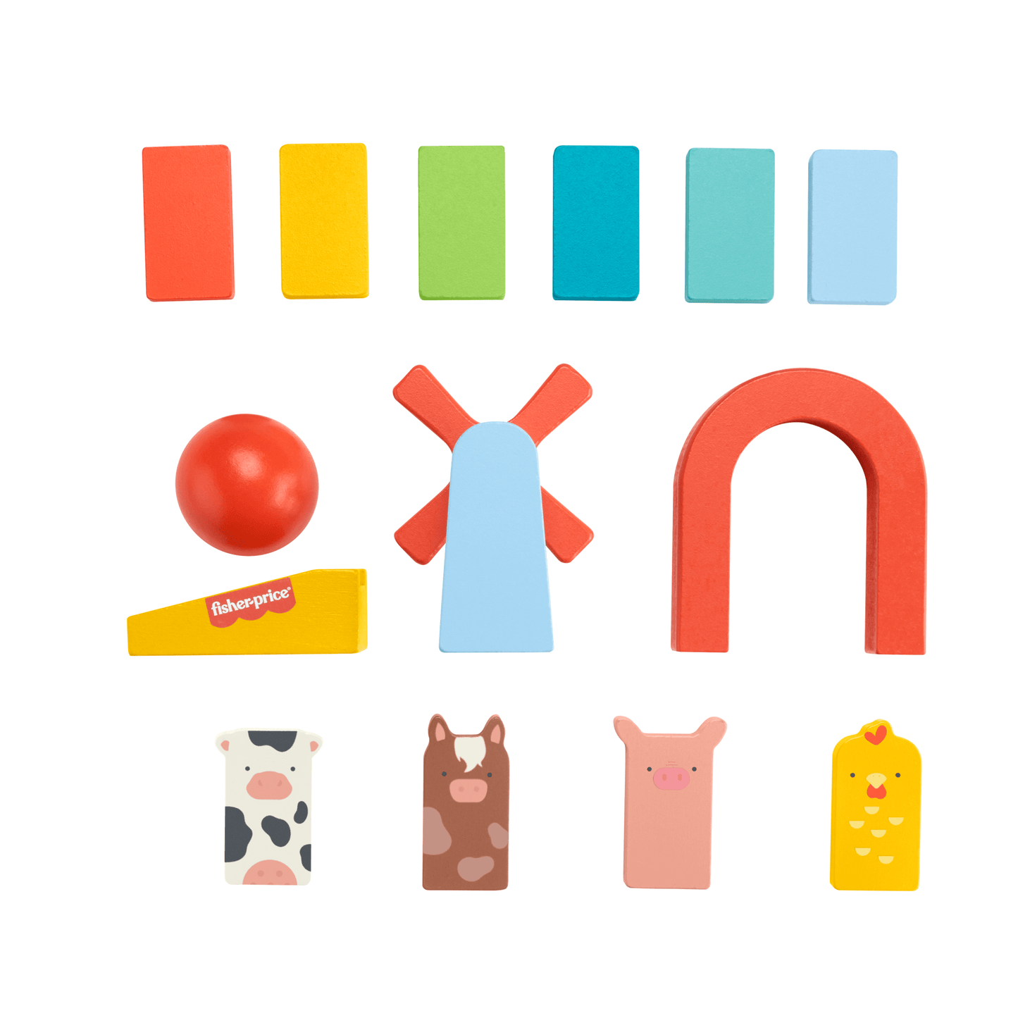 Fisher-Price Coffret de Jeu Dominos en Bois, 72Éléments en Bois