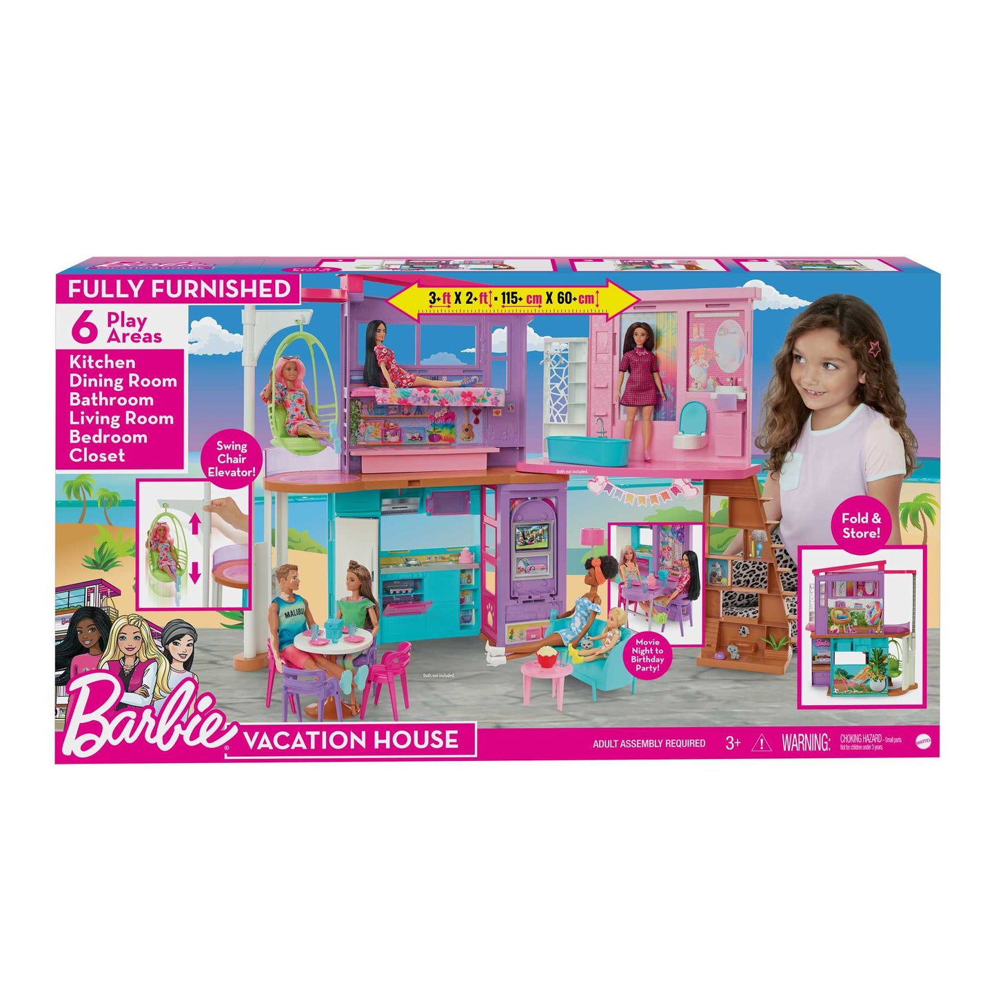 Barbie® Coffret de Jeu Maison de Vacances 30+ Éléments, 3+ Ans