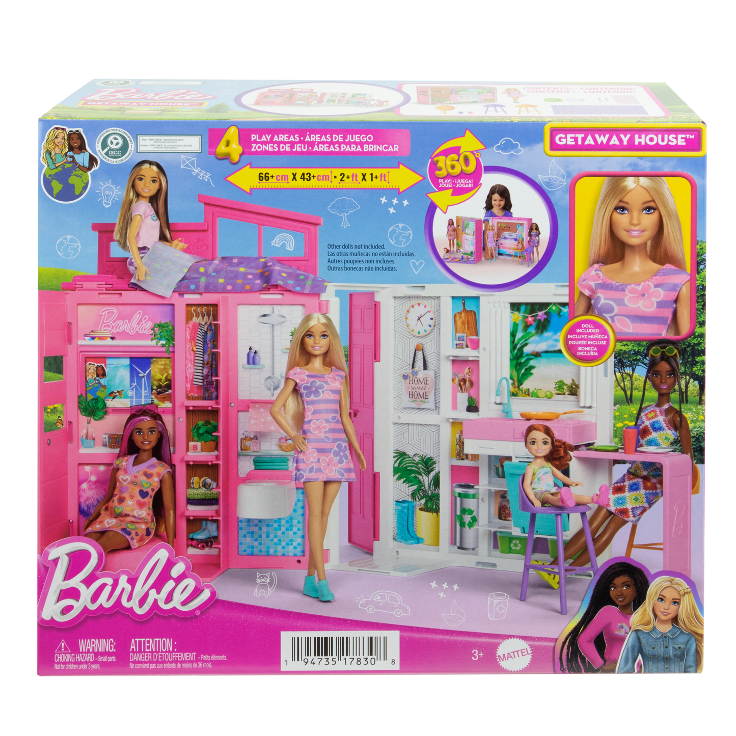 Barbie Maison Portative et Poupée, 4Pièces, 11Accessoires