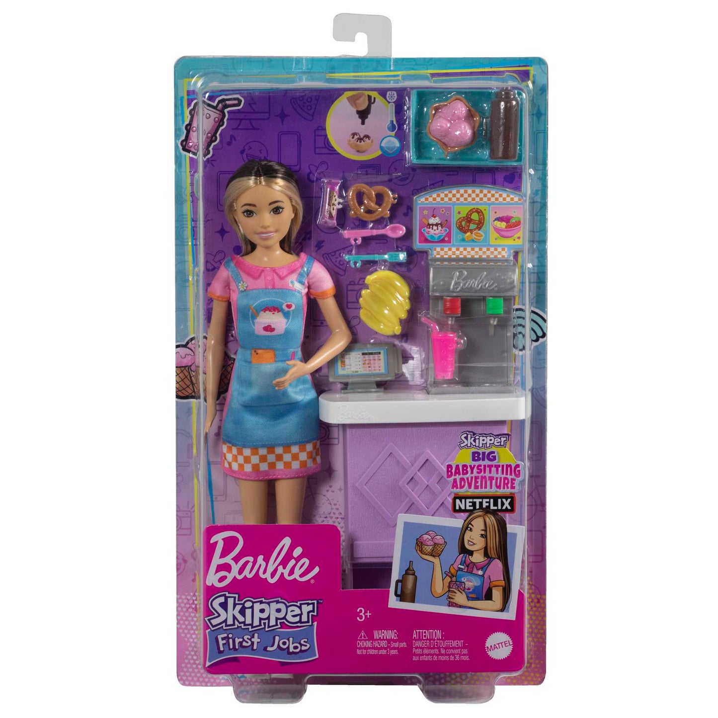 Barbie Toys, Skipper Doll And Snack Bar Playset With Color-Change Feature And Accessories, First Jobs