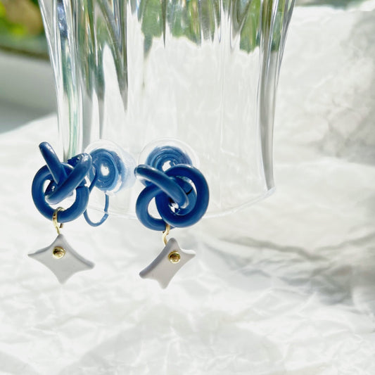 Luninana Clip-on Earrings - Blue Knot Star Earrings LL012