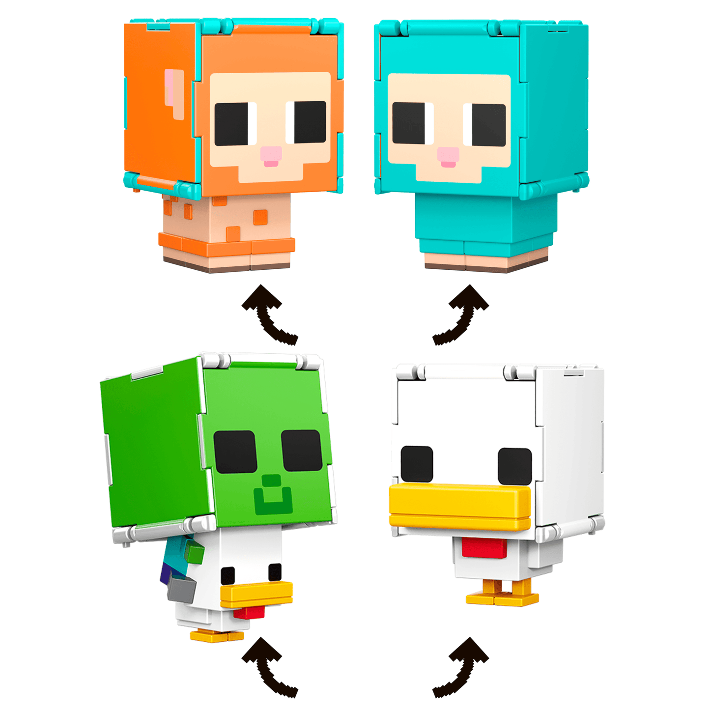 Minecraft Flippin’ Figs Sheep & Chicken Figures 2-Pack, 2-In-1 Fidget Play & Pixelated Design