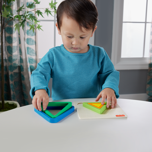 Fisher-Price Mini Puzzle Arc-en-Ciel en Bois Triangle, 5Éléments