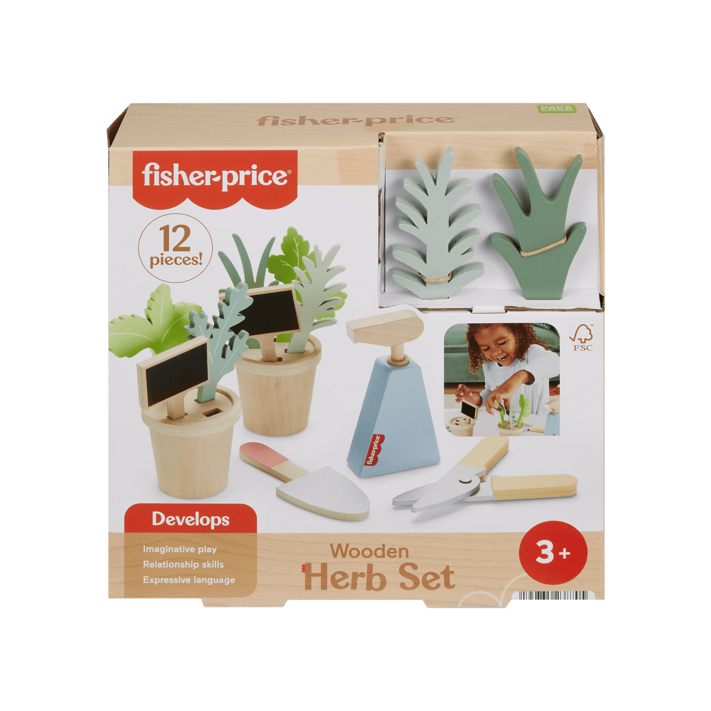 Fisher-Price Coffret Plantes en Bois, Avec Outils, 12Éléments