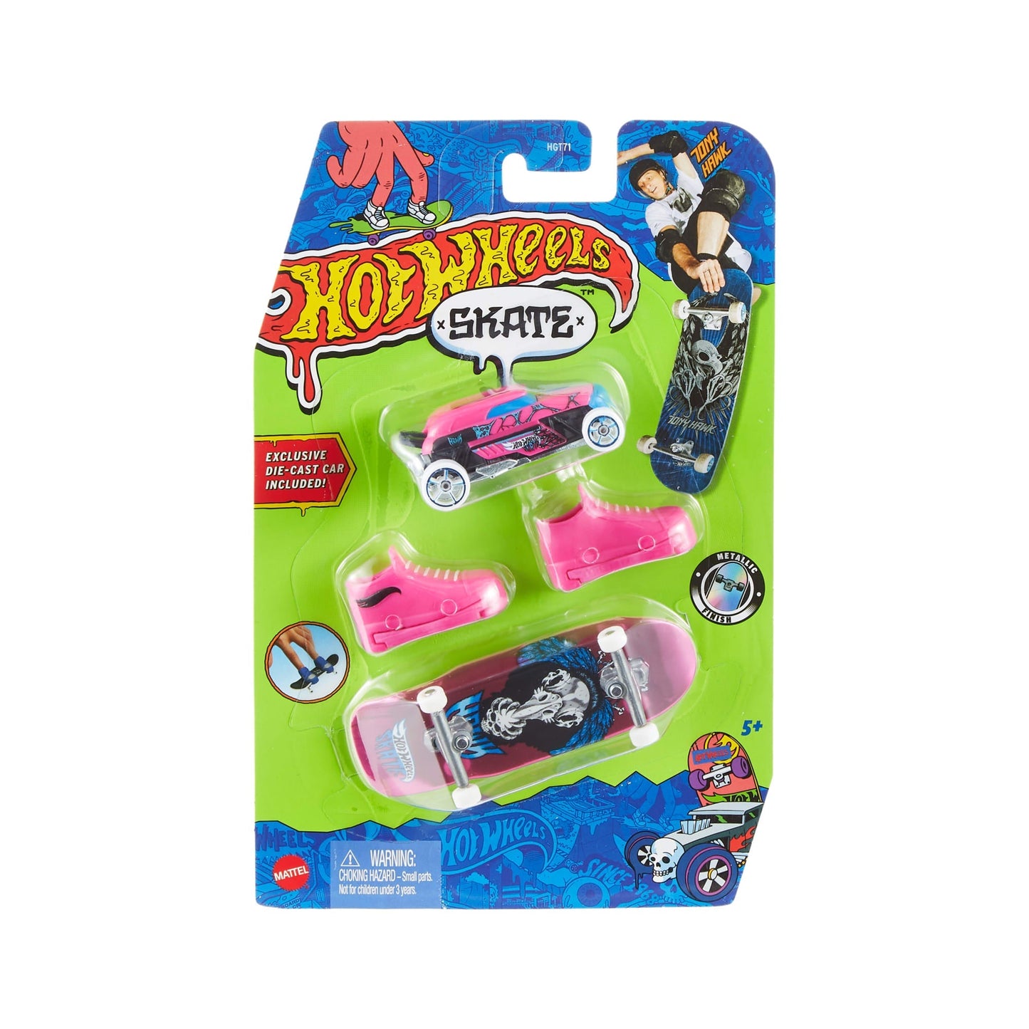 Hot Wheels Skate Vehículo de Juguete Patineta de Colección TRICK HUNTER™ + RIP ROD™ con Diecast