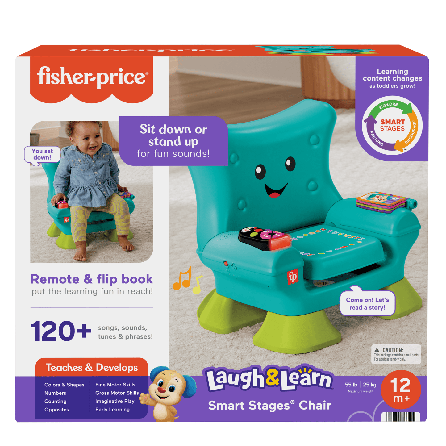 Fisher-Price Laugh & Learn Smart Stages Chair Teal Electronic Learning Toy For Toddlers, Multilanguage Version