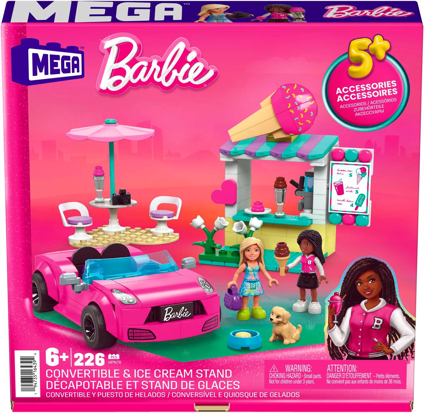 Mega-Barbie-Décapotable et Stand de Glaces-Coffret 225 Pièces