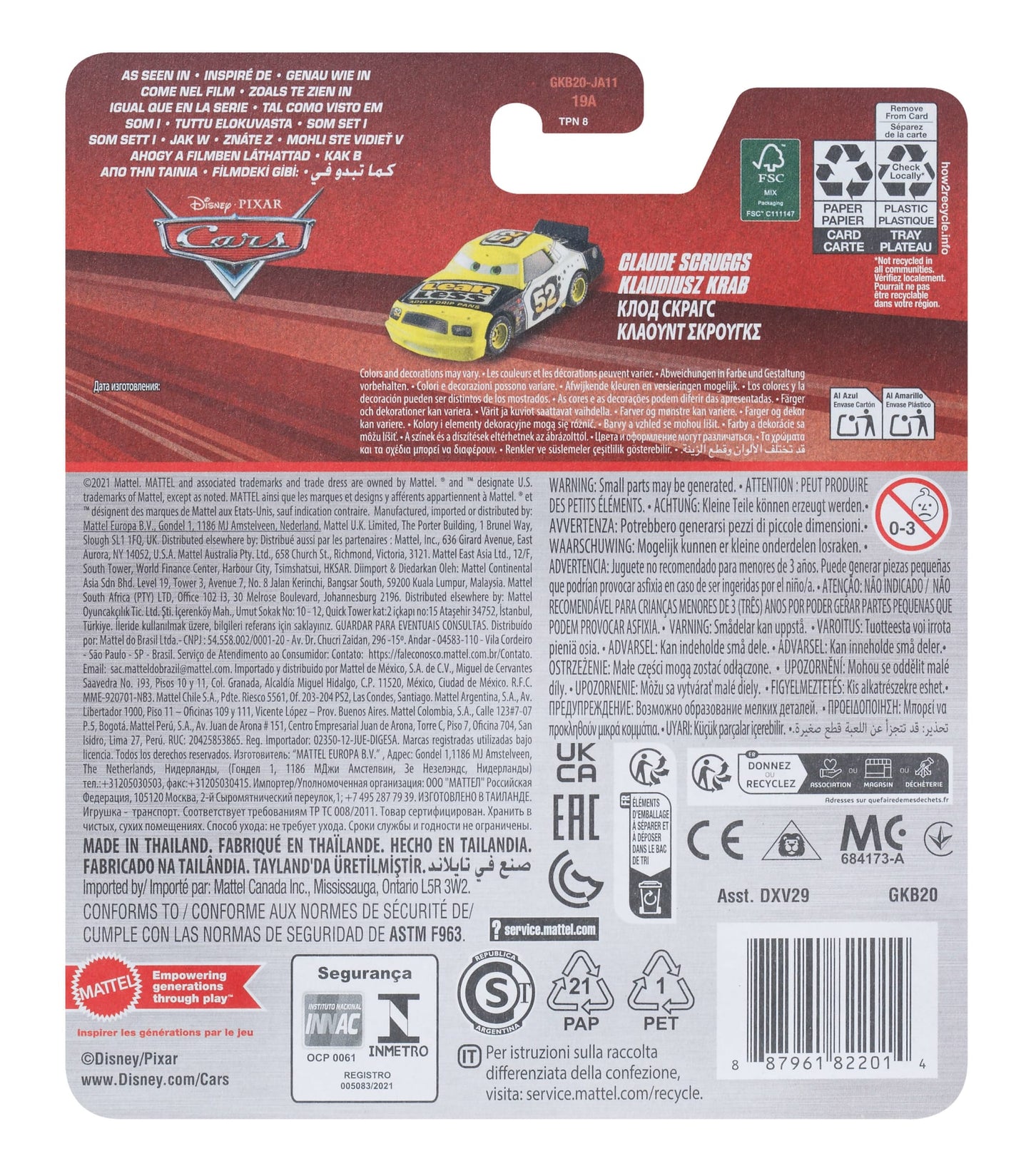 Carros da Disney e Pixar Diecast Veículo de Brinquedo Leak Less 52