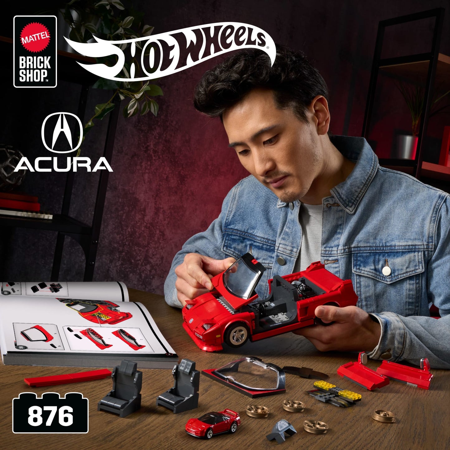 Mattel Brick Shop Hot Wheels ’90 Acura NSX Building Toy (876 Pieces), for Collectors