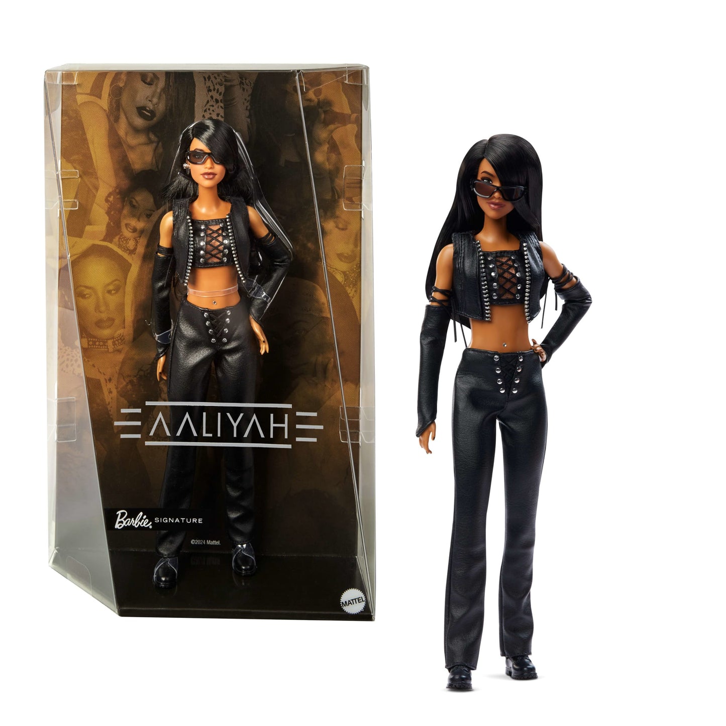 Barbie Signature Aaliyah Collectible Doll in Black Faux Leather Outfit