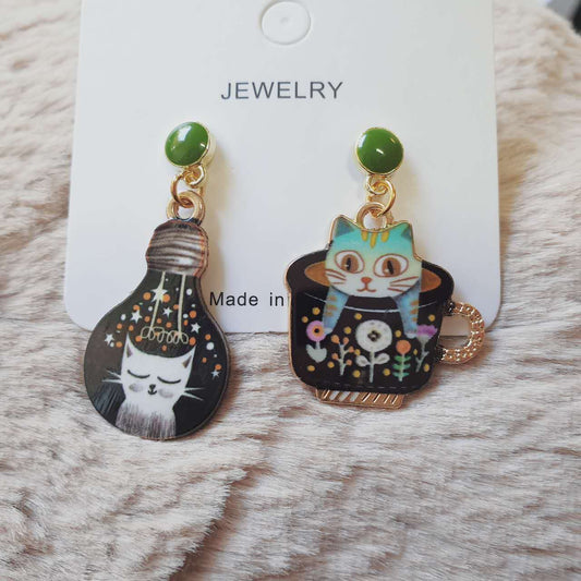 Luninana Earrings - Happy Cat Earrings- Chartreux XJ002