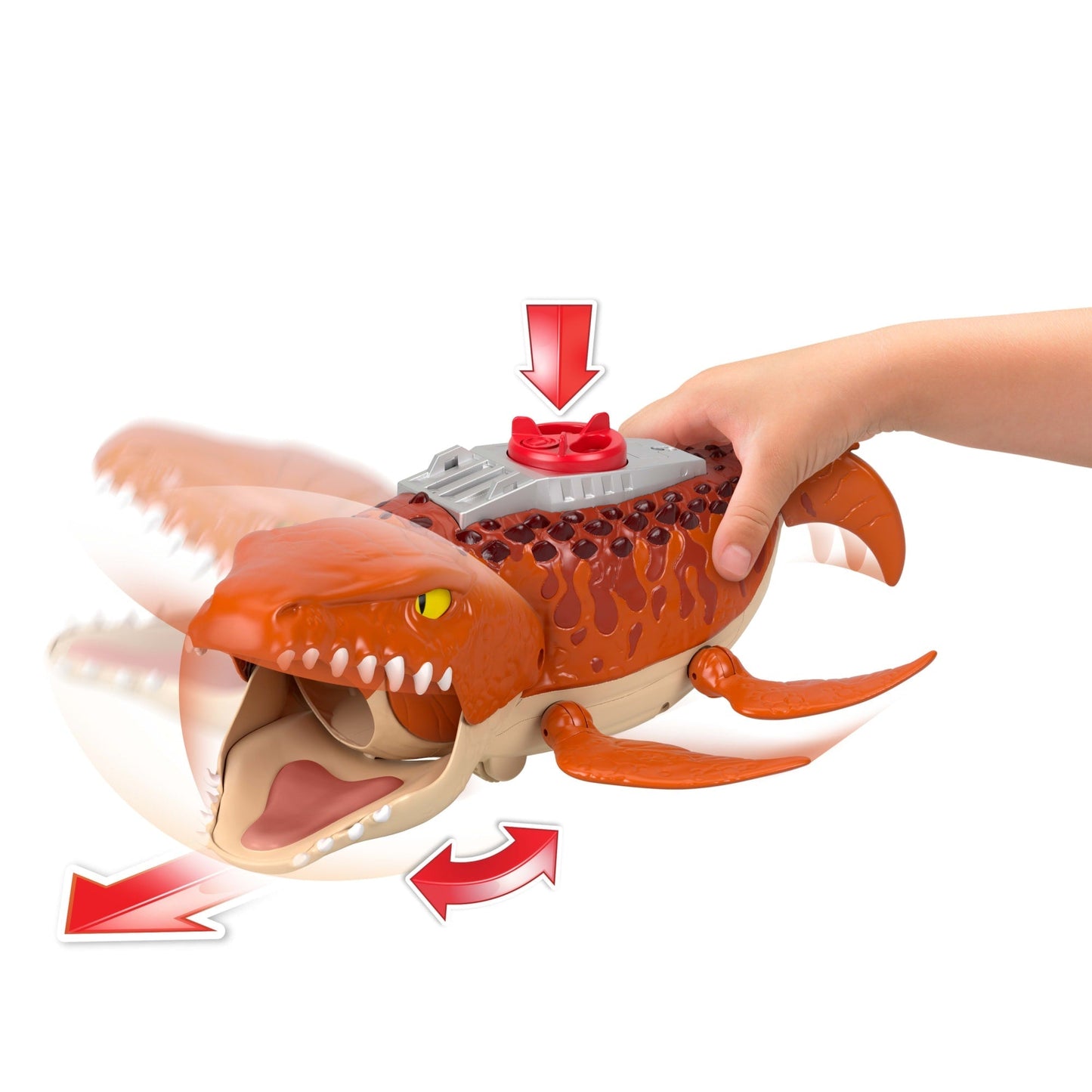 Imaginext Jurassic World Dinossauro de Brinquedo Rebirth Mosasaurus Caça e Morde