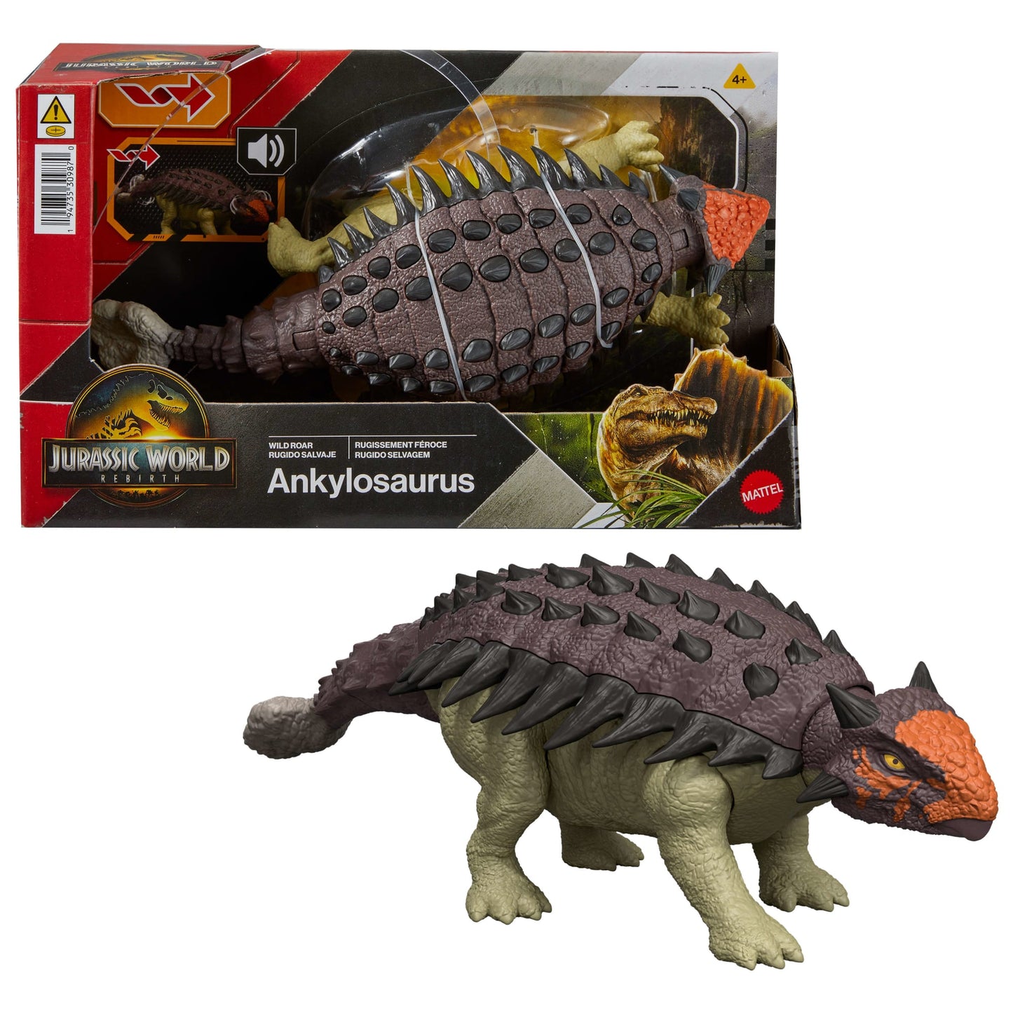 Jurassic World Dinossauro de Brinquedo Rebirth Rugido Selvagem Euoplocephalus