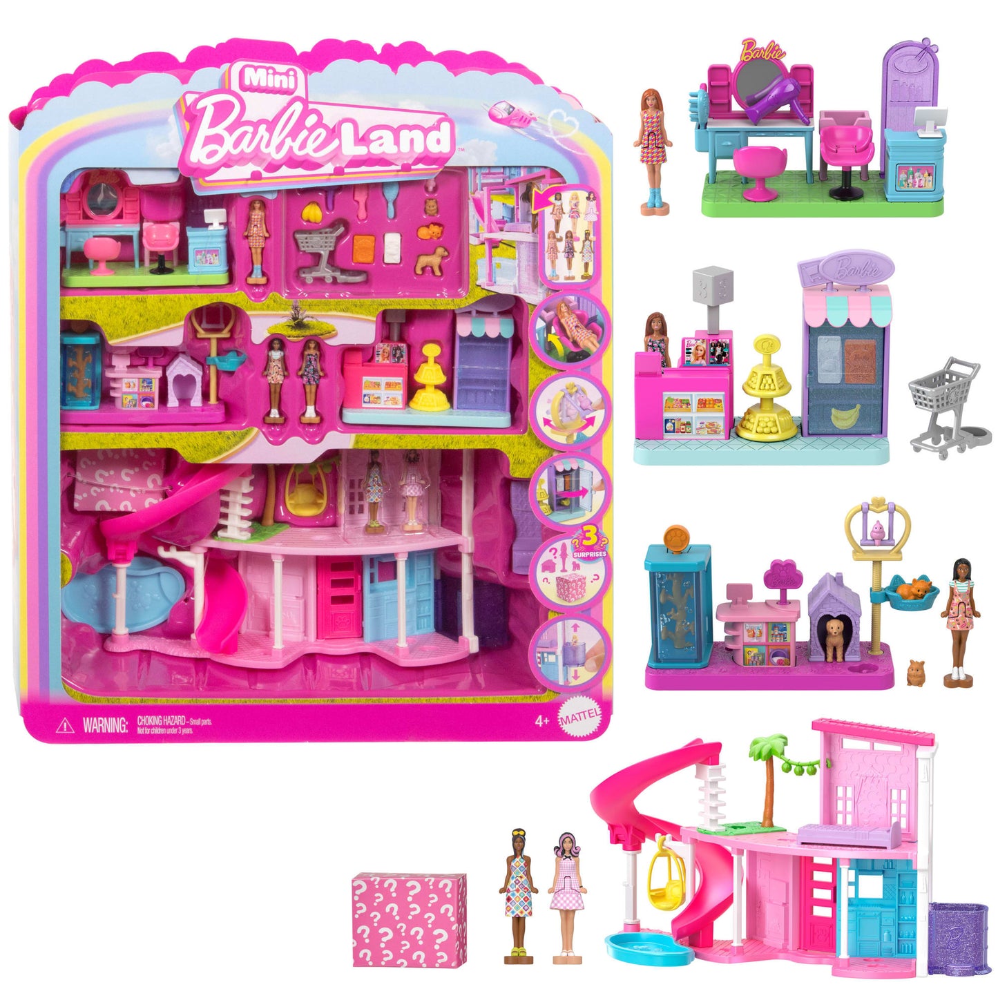 Barbie-Maison de Rêve 4-en-1 Mini Barbieland-Poupées et Accessoires