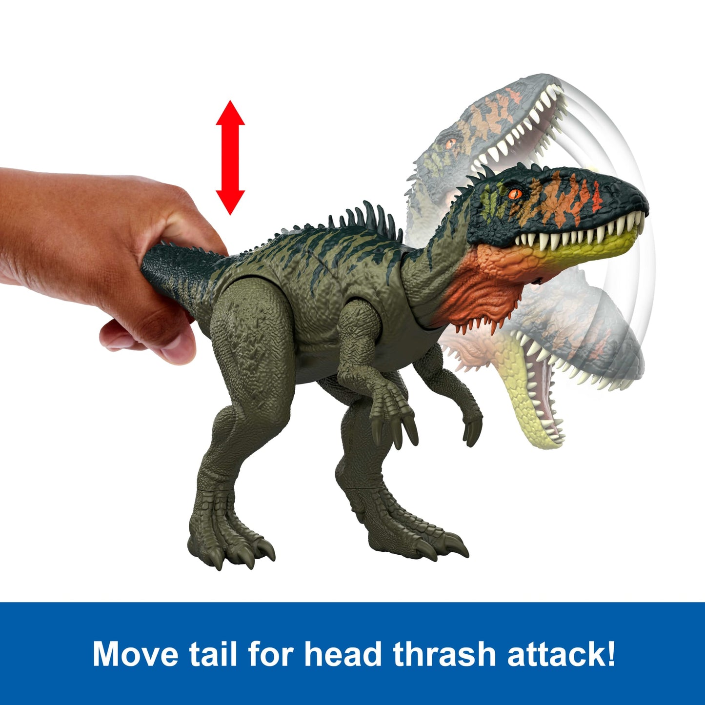 Jurassic World Rebirth Gigantic Thrashers Tyrannotitian  Dinosaur Figure Toy, Tail Activated Attack