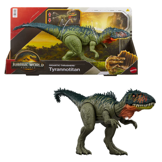 Jurassic World Rebirth Gigantic Thrashers Tyrannotitian  Dinosaur Figure Toy, Tail Activated Attack