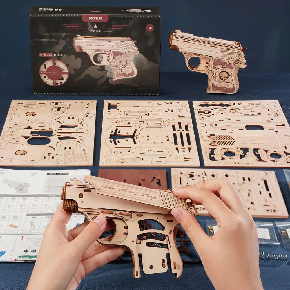 Robotime ROKR Mini Gun Wooden 3D Puzzle Toy Gun LQ502