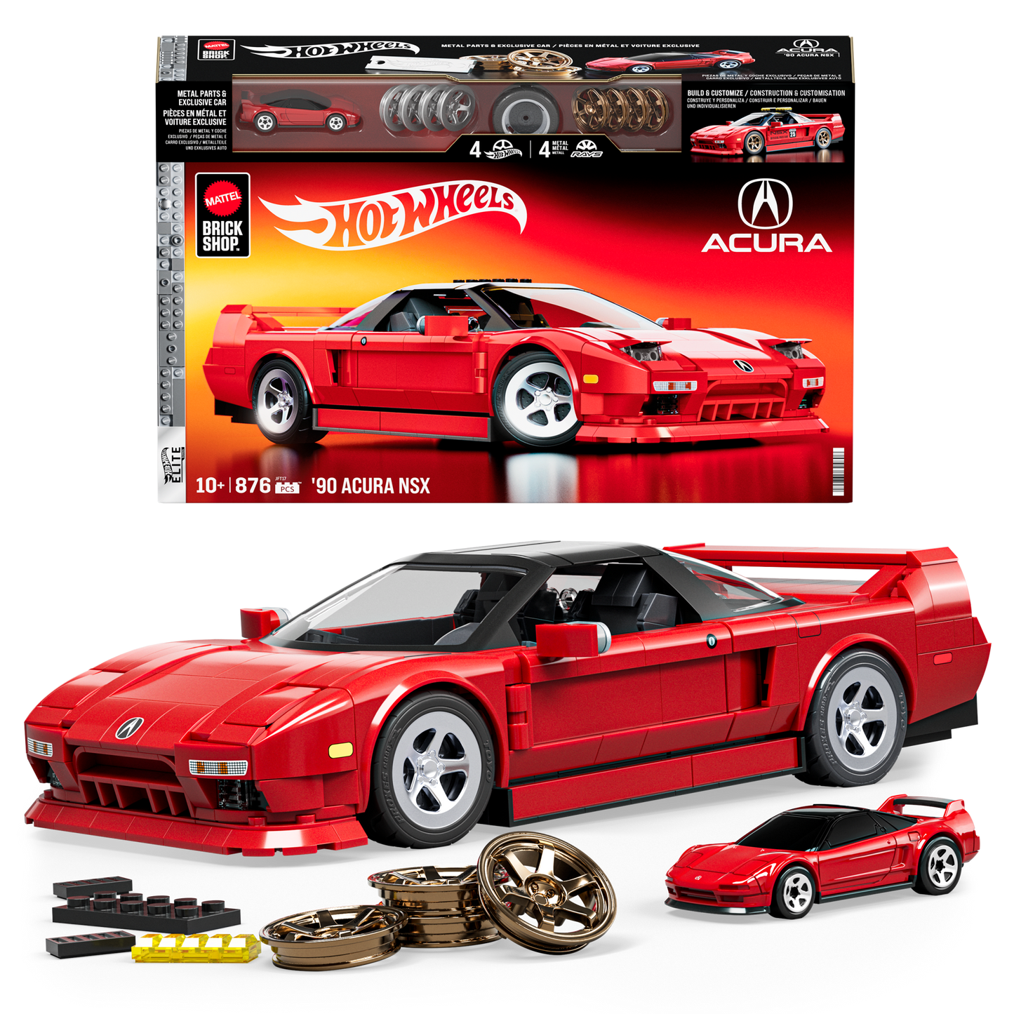 Mattel Brick Shop Hot Wheels ’90 Acura NSX Building Toy (876 Pieces), for Collectors