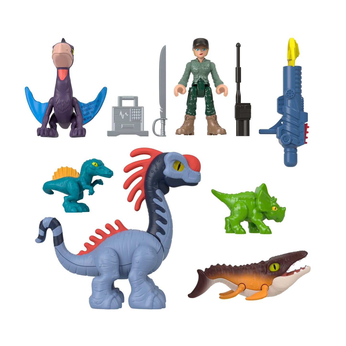 Imaginext Jurassic World Dinossauro de Brinquedo Rebirth Pacote de Dinos Terra, Ar e Mar