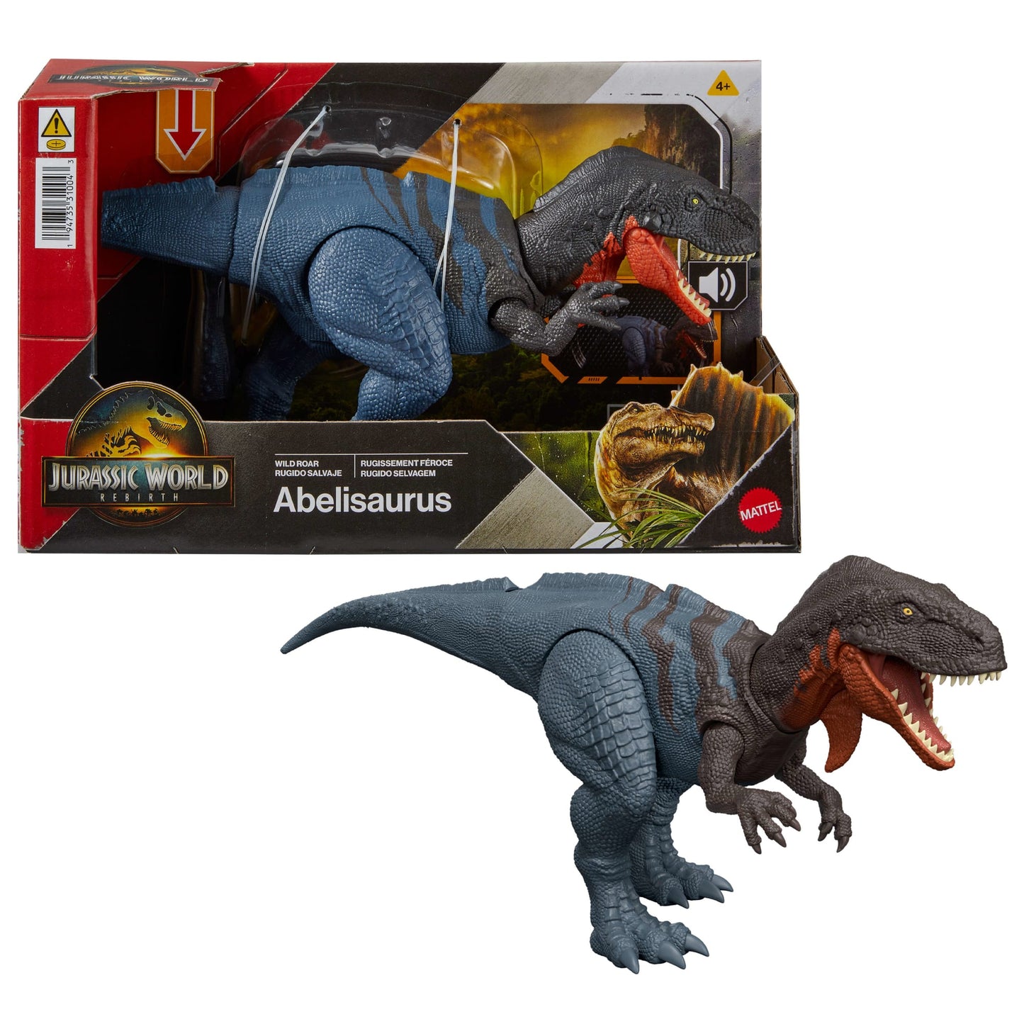 Jurassic World Dinossauro de Brinquedo Rebirth Rugido Selvagem Abelisaurus
