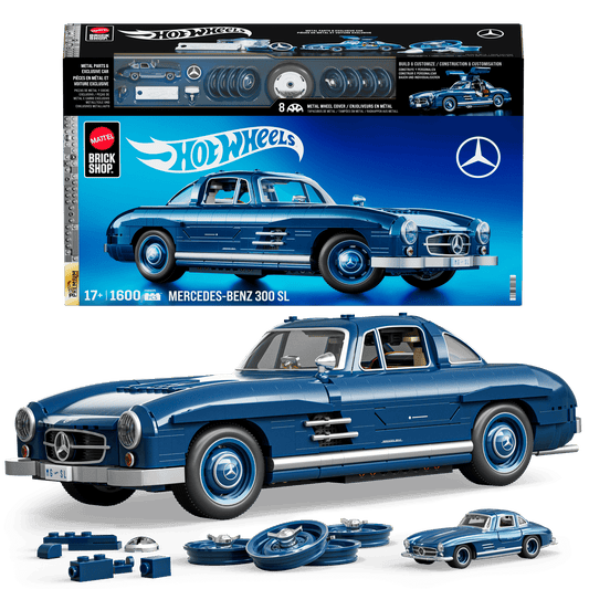 Mattel Brick Shop Hot Wheels Mercedes-Benz 300 Sl, Kit de Construction de Jouets 1600 Pièces de Collection