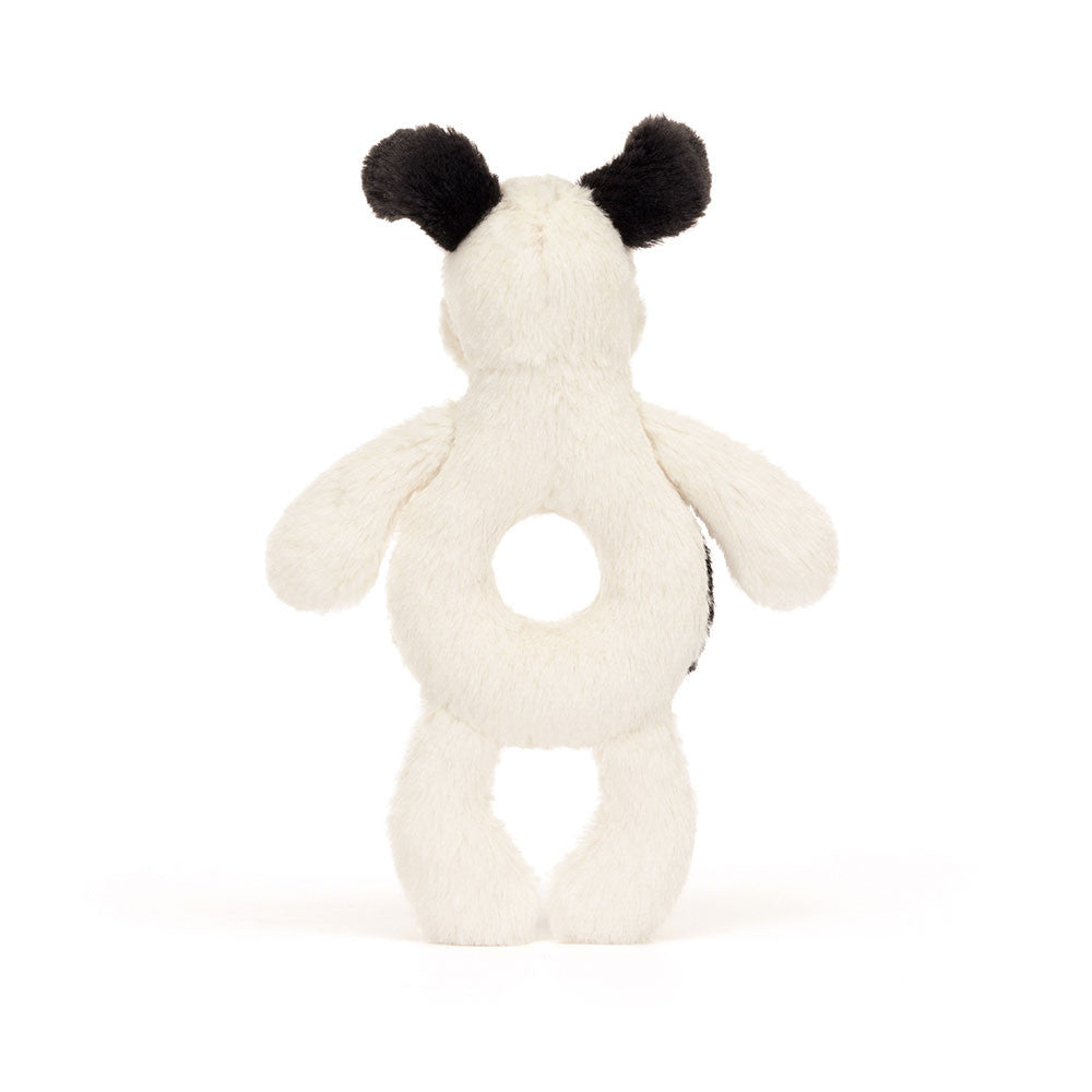 Jellycat Ring Rattle Bashful Black & Cream Puppy 18cm