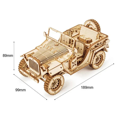 Robotime 3D DIY Wooden Puzzle Mechanical Gear Army Field Car MC701