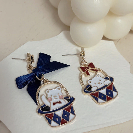 Luninana Earrings -  Performing Bear Ribbon Earrings YBY026