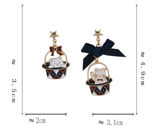 Luninana Earrings -  Performing Bear Ribbon Earrings YBY026