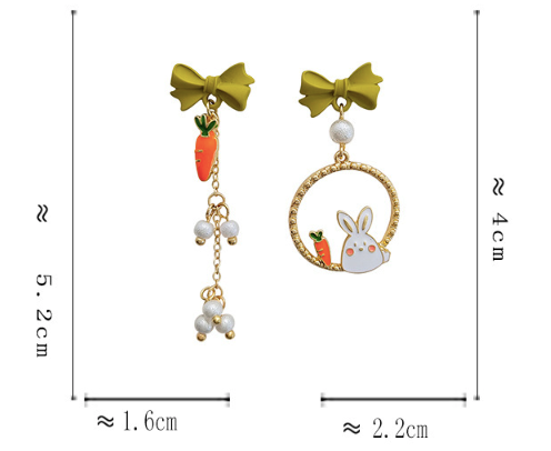 Luninana Earrings -  Easter Bunny with Carrot Earrings YBY045