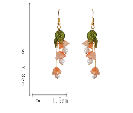Luninana Earrings - Tassel Pink Bluebell Flowers Earrings YBY057