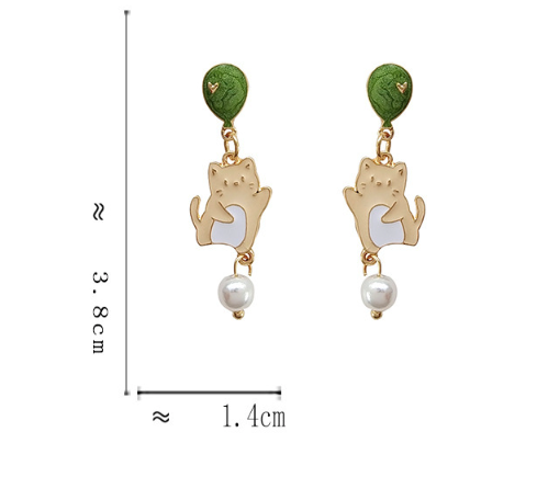 Luninana Clip-on Earrings -  Jade Dancing Kitten YBY068
