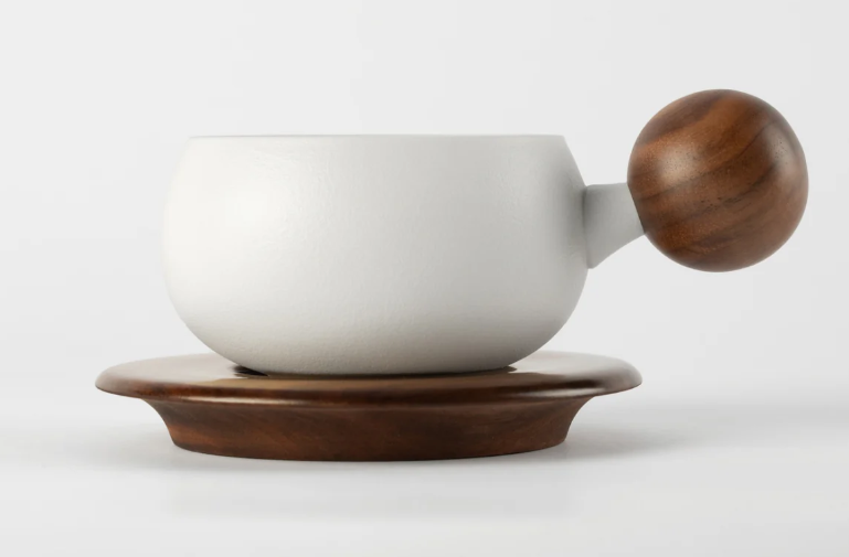 O2H Tea Artisan Wooden Tea Cup Duo - Black Set