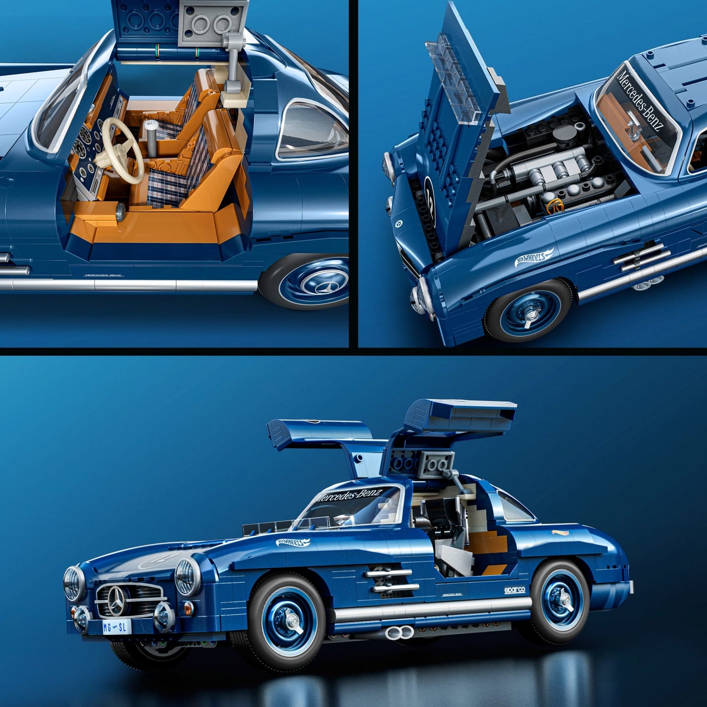 Mattel Brick Shop Hot Wheels Mercedes-Benz 300 Sl, Kit de Construction de Jouets 1600 Pièces de Collection