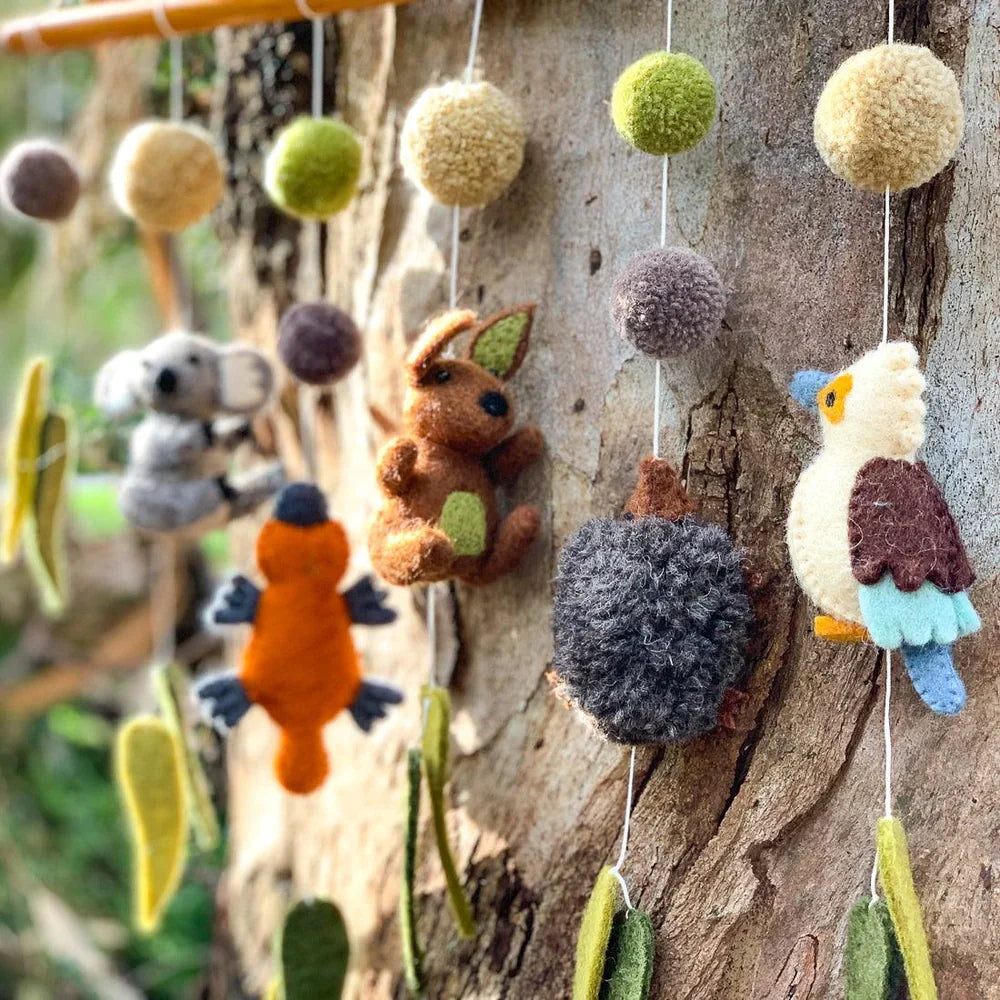 Tara Treasures Nursery Cot Mobile Hanging Australian Animals