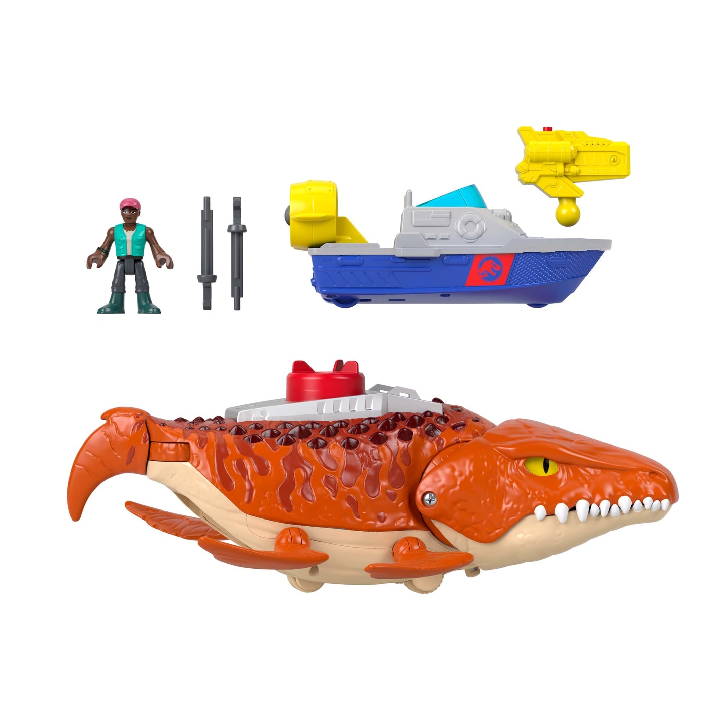 Imaginext Jurassic World Dinossauro de Brinquedo Rebirth Mosasaurus Caça e Morde
