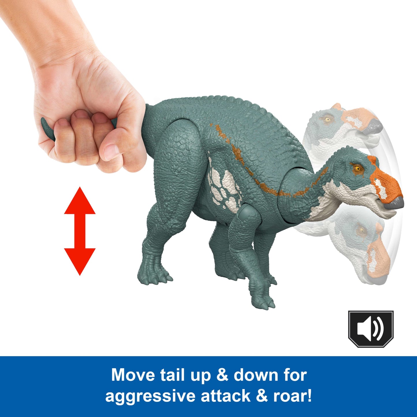 Jurassic World Rebirth Wild Roar Maiasaura Dinosaur Toy, Tail Controlled Attack Chomp & Sound