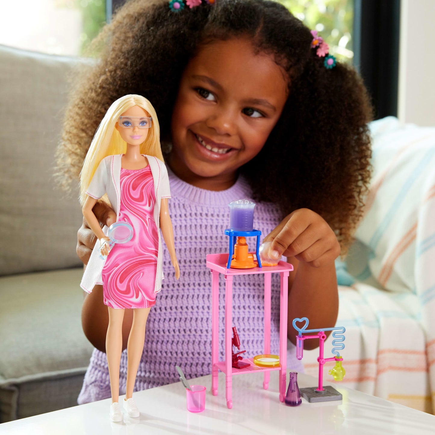 Barbie Scientist Doll And Accessories With Blonde Fashion Doll, Lab Table, & Color-Change Accessories