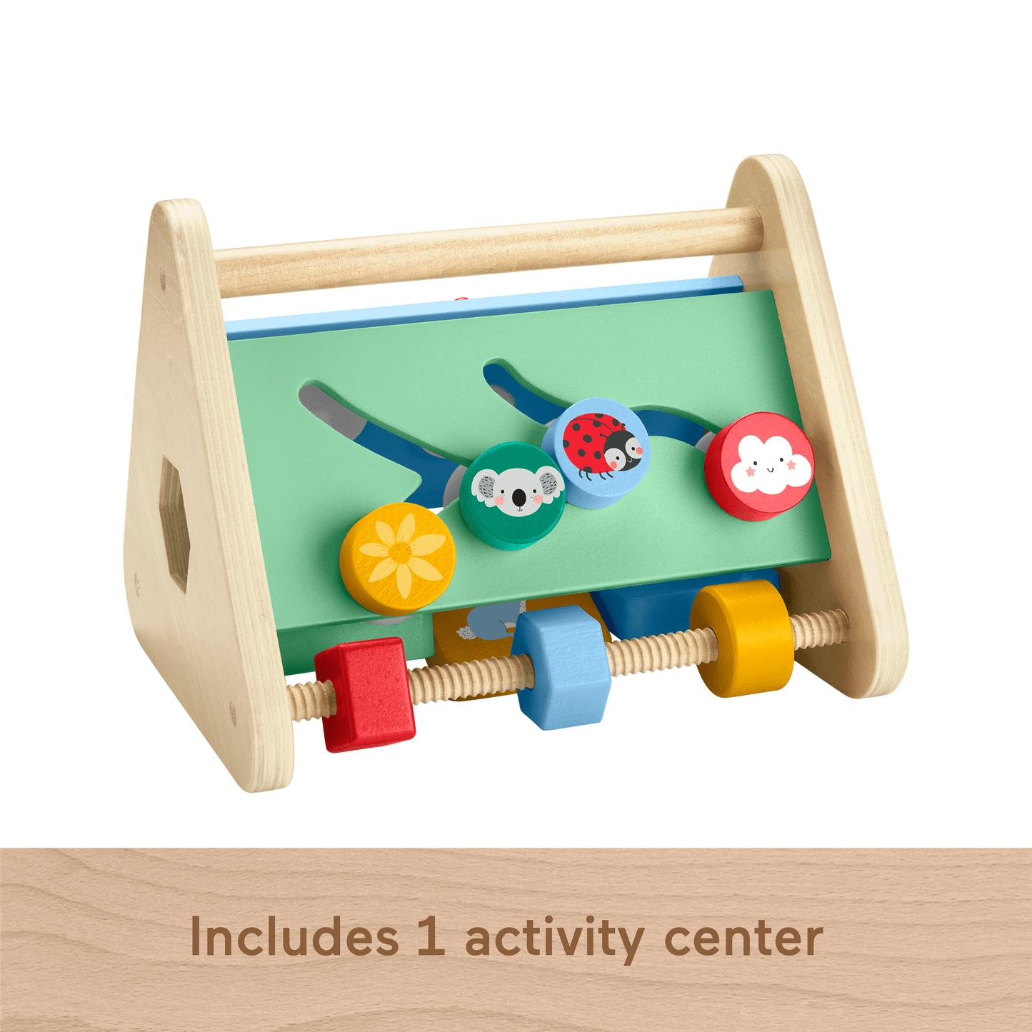 Fisher-Price Wooden Activity Triangle, 3-Sided Fine Motor Toy For Baby, 1 Wood Piece