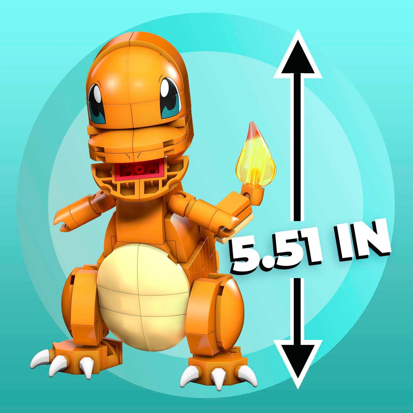 MEGA Pokémon Build & Show Charmander Toy Building Set, 4 inches Tall,