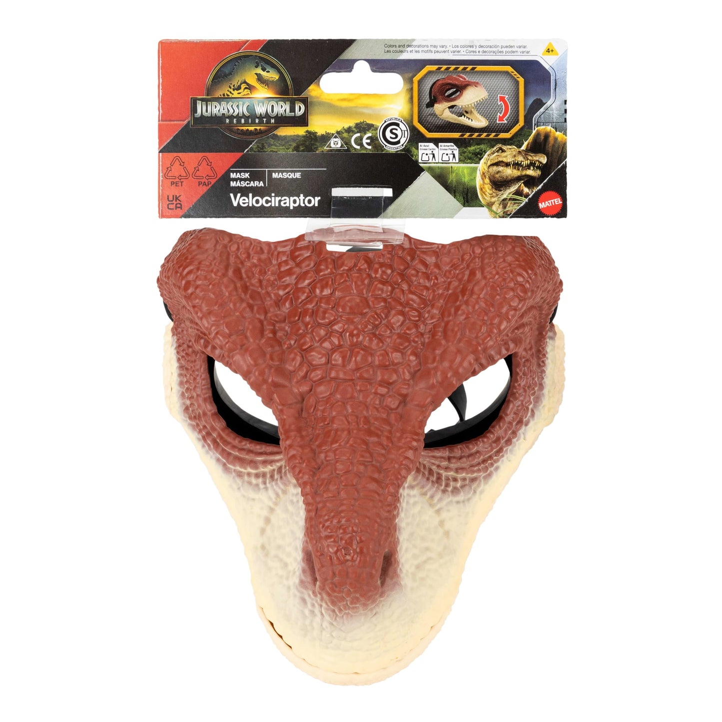 Jurassic World Brinquedo Rebirth Máscara de Dinossauro Raptor