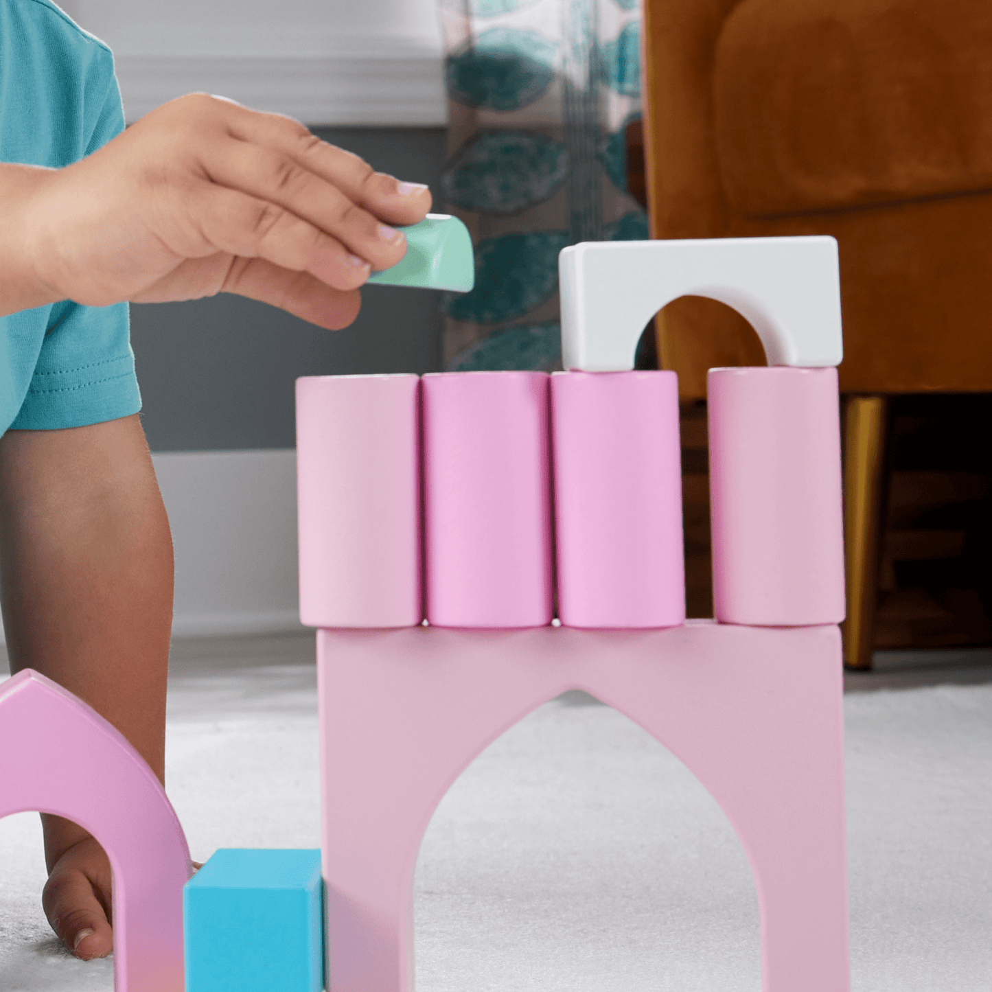 Fisher-Price  Coffret Château de Blocs en Bois, 28Éléments en Bois