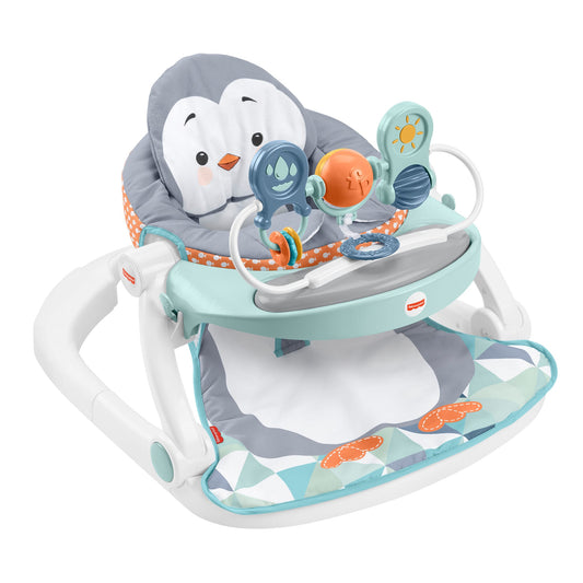 Fisher-Price Sit-Me-Up Floor Seat Portable Baby Chair With Snack Tray & Toys, Penguin Island