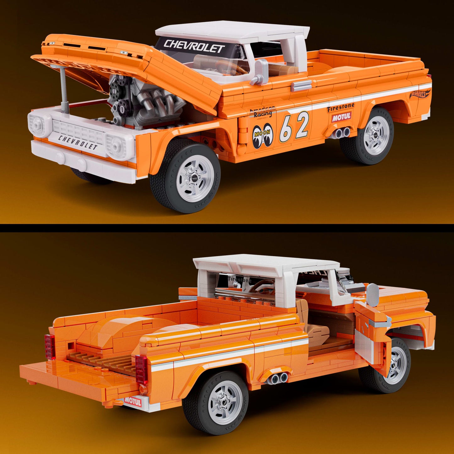 Mattel Brick Shop Hot Wheels Juguete de Construcción Elite Camioneta Custom 62 Chevy